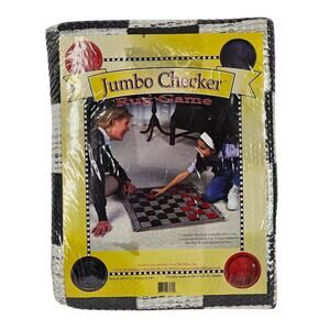 MULTIFLEX INC, JUMBO RUG CHECKER GAME BOARD WITH PLAYING CHIPS